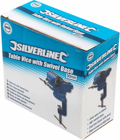 Silverline Tafelbankschroef met draaivoet - 50 mm - 360 graden draaibaar - IJzeren frame met aambeeld