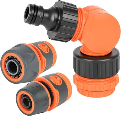 3-in-1 kraanverbinder, zwenkbaar, hoekkraanstuk, 1/2 inch, 3/4 inch, 1 inch, met 2 tuinslangen, 1/2 3/4 inch, tuinslangaansluiting voor tuinirrigatiesysteem