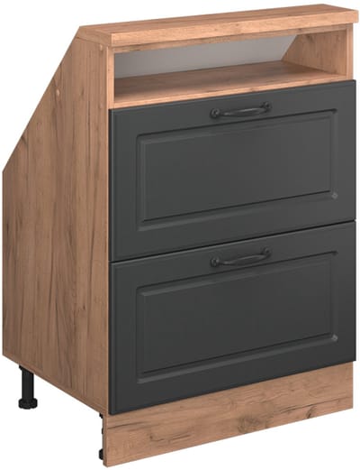 Vicco Rion Kast voor schuine wand – met 2 laden Antraciet Landhuis/Goud Kraft Eik
