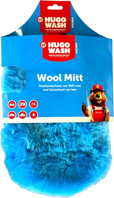 Washandschoen Double Side Wool Mitt – krasvrije wollen washandschoen voor auto, camper & boot - Hugo Wash