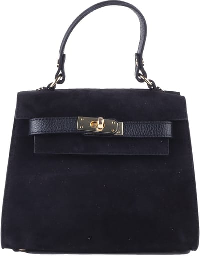 Giuliano lederen handtas Melisa - Suede - Made in Italy - Zwart