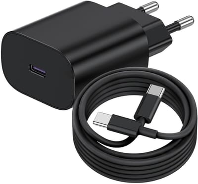 USB C Snellader 25W + USB-C Kabel 1M - Oplader - USB-C Lader - Zwart