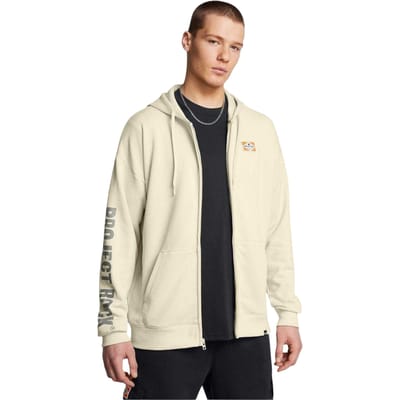 Under Armour Heren-hoodie met 'Project Rock'-print, relaxte pasvorm en doorlopende ritssluiting (Bruin)