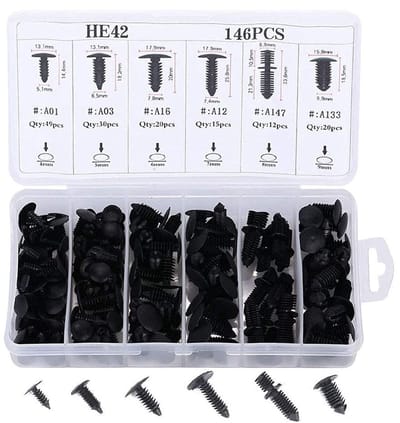 JHUBERS- Klinknagels 146 Stuks - Bevestigingsmiddelen - Push Type - Nylon - Auto - Trim Kit - Bevestigingsclips