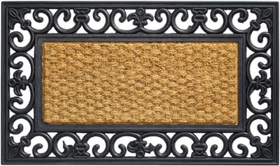 Hamat Rubbermat Kokos Rechthoek - Deurmat - 75x45 cm Bruin Zwart