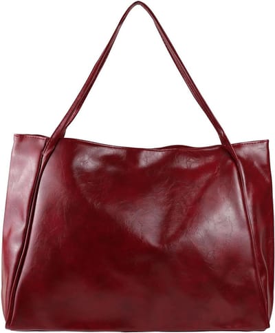 Grote Retro PU Leren Handtas voor Vrouwen met Magneetsluiting, Waterdichte Schoudertas voor Laptop en Boeken, Mode Shopper Tas