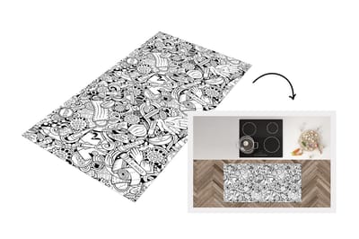 Keukenloper - Loper keuken - Patroon - Corona - Zwart Wit - 120x60 cm - Keukenloper vinyl