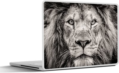 Laptop sticker - 14 inch - Leeuw - Wild - Zwart - Wit - 32x5x23x5cm - Laptopstickers - Laptop skin - Cover