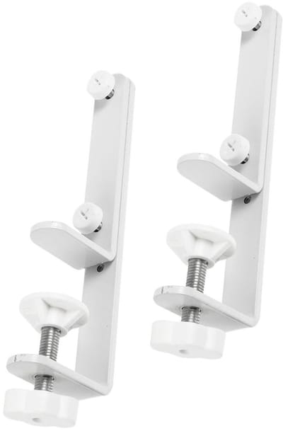 Dailygoods- Gatplaathouder 2 Stuks - Verstelbare Tafelbevestiging - Wit IJzer - Eenvoudige Montage - Stabiliteit/Duurzaamheid - Afmetingen 19x5x2 cm - Wandhouder