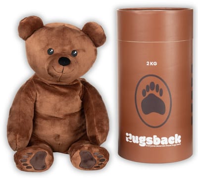 Hugsback 2 kg Verzwaringsknuffel Beer – Verzwaarde Knuffel 45cm – Weighted Stuffed Animal – Zware Knuffel tegen Stress & Angst – Sensorisch Speelgoed – Knuffelbeer voor Kinderen & Volwassenen