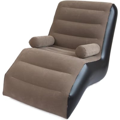 Opvouwbare en Draagbare Opblaasbare Bank - Perfect Voor Binnen- en Buitengebruik Tuinmeubilair Terrasbed Lucht Patio Set Fauteuil Decor 140x85x80cm koffie