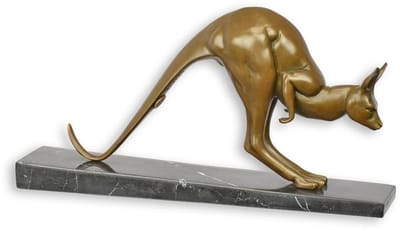 Kangaroe - Bronzen beeld - sculptuur - 16,6 cm hoog
