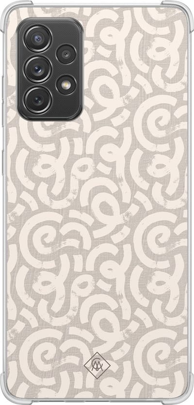 Casimoda® hoesje - Geschikt voor Samsung Galaxy A52 5G - Ivory Abstraction - Shockproof case - Extra sterk - TPU/polycarbonaat - Bruin/beige, Transparant