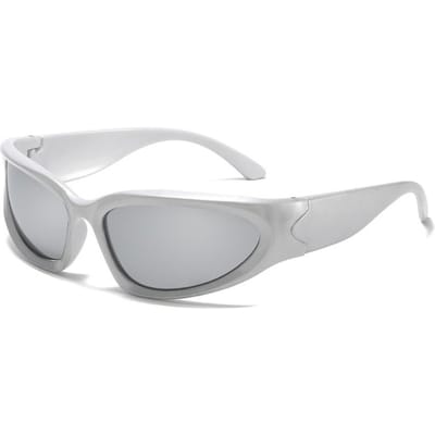 Lunettes de Cyclisme Cool Millennium Protection UV Lunettes de Soleil Futuristes Lunettes de Sport Extérieur Street Shooting Pour Femmes & Hommes white
