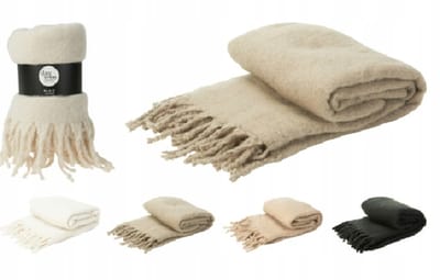 Koopman Woven Serie - Decoratieve Deken - 160x130 cm - Zacht - Franje