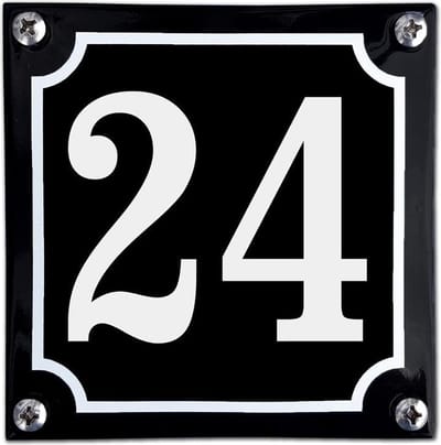 Zwart emaille huisnummer  - 24