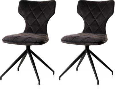 WAYS. – Elegante eetkamerstoelen – Grijs – Verfijnd en hedendaags design – Stevige metalen vierpoot – 2 stuks