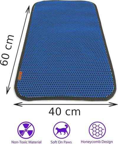 Tobeyz Kattenbakmat - Kattenbakmat Grit Opvanger - Schoonloopmat - Opvangmat voor kattenbakken - Kattenbakonderlegger - Kattengrind opvanger - Kattenmat Met Filter - Kattenbak Accessoires - Marineblauw - Dubbellaags