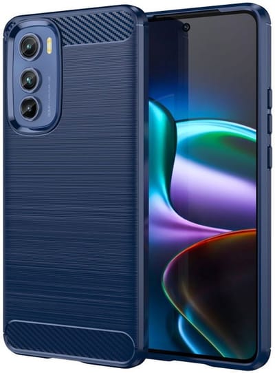 Geborsteld TPU Hoesje Geschikt voor Motorola Edge 30 | Beschermhoes | Back Cover | Flexibel TPU | Stijlvol Carbon | Dun | Blauw
