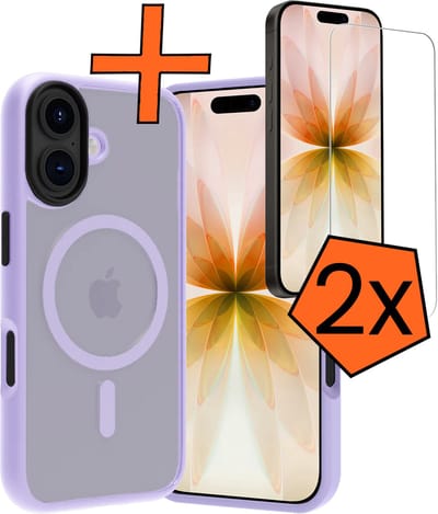 Hoes - Met 2x Screenprotector - Geschikt voor Apple iPhone 17 - Magsafe Compatible - Sterk & Shockproof - Back Cover - Shock Proof Case - Telefoon Hoes - Lila