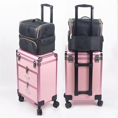 Nagelkoffer Organizer - Beautycase Make-up Tas - Nagelaccessoires Opbergen - Meerlaagse Gereedschapskist - 32 x 27 x 22 cm - Zwart