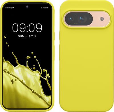 kwmobile hoesje geschikt voor Google Pixel 9 / Pixel 9 Pro case - Siliconen telefoonhoesje - Telefoon beschermhoes - Smartphone cover in citroengeel