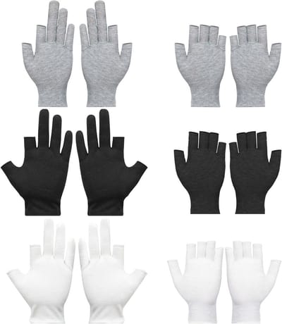 6 paar hydraterende katoenen handschoenen voor handverzorging, eczeem en droge huid (wit, zwart, grijs)