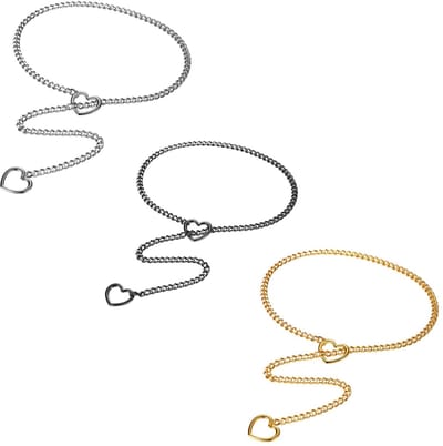 Choker halsketting dames pantserketting: roestvrij staal Cubaanse ketting Y druppel lange halsketting met hart cirkel hanger sexy punk rock verstelbare ketting halsband, Roestvrij staal
