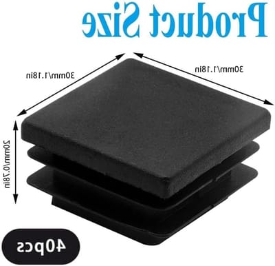 40 stuks buisstoppen 30 x 30 mm - vierkant, kunststof, zwart - voor meubels en buizen