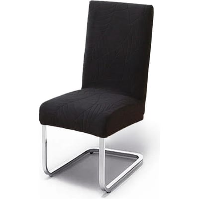 1/2/4/6 stuks Blad Jacquard Stoelhoes Effen Stoelzitting Sliphoes Spandex Stoelbeschermer Keuken Eetkamer Huis Restaurant 1pcs Chair Cover black