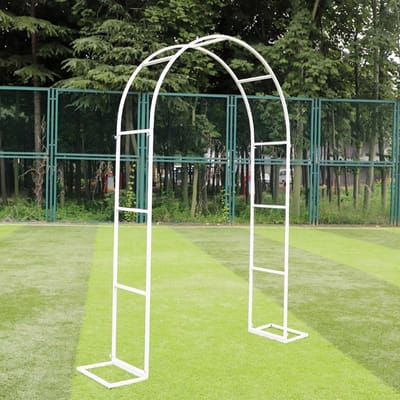 Rozenboog Metaal - Tuinboog Decoratie - Planten Ondersteunen - Verstelbare Breedte - 300 x 220 cm - Wit