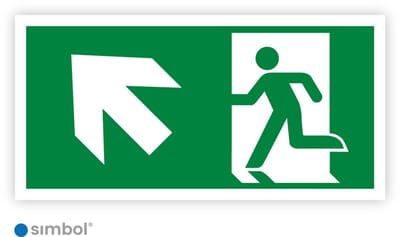 Simbol® - Sticker Nooduitgang Links Boven - Formaat 10 x 20 cm.