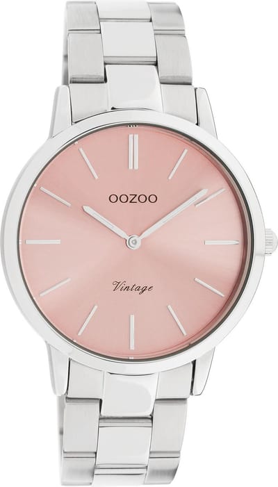 OOZOO Vintage series - zilverkleurige horloge met zilverkleurige roestvrijstalen armband - C20028 - Ø38
