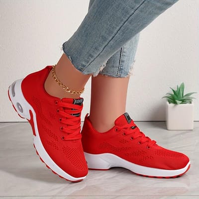 Baskets basses à coussin d'air pour femmes - Absorbant les chocs, respirant, confortable et léger, chaussures en tissu pour le sport en extérieur et le quotidien 35 gray