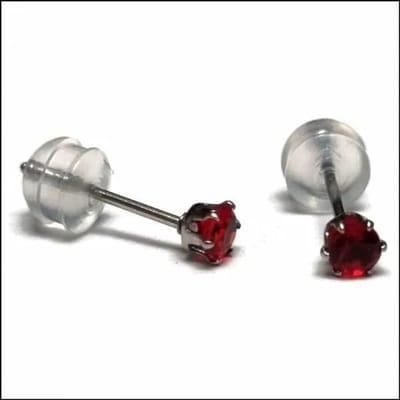 Aramat Jewels | Oorbellen | RVS Zirkonia Oorbellen Rond Zilverkleur / 3mm / Rood | | | Staal | Kinderen, Volwassenen | Verkleurd niet