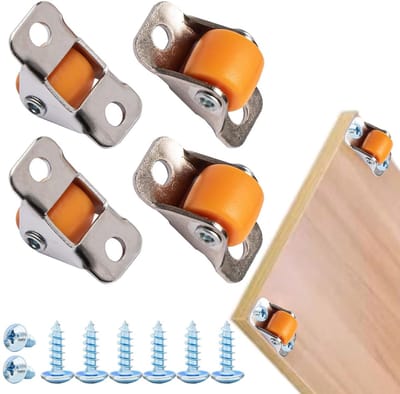 Kleine zwenkwielen - Meubelwielen rubber - Meubels verplaatsen - Stille werking - 4 stuks - Oranje