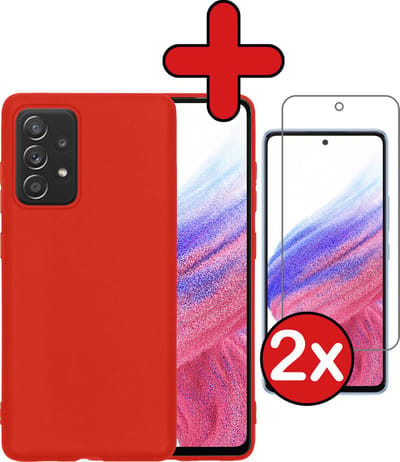 Hoesje - Met 2x Screenprotector - Geschikt voor Samsung Galaxy A53 - Sterk & Shockproof - Telefoon Hoes - Back Cover - Siliconen Case - Telefoonhoes - Rood