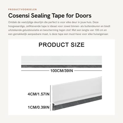 Dailygoods- Deurrubber 100 cm - Zelfklevend - Geluidsisolerend - Stofdicht - Koudebestendig - Hoogwaardige silicone. - Deurrubberstrip