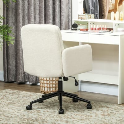 HAUSS SPOLE Bureaustoelen - Verstelbare Bureaustoel Draaibaar Met Vijf PU-Wieltjes - Kantelbaar Voor Kantoor En Thuiswerk - 65×61,5×101 cm - Polyester - Crèmewit