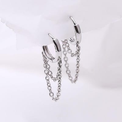 Kleur Dubbele Laag Ketting Kwastje Oorbellen Hoepels Voor Vrouwen Ins Populair Koude Stijl Dames Mode Sieraden Nieuw gray