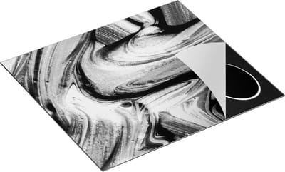 Chefcare Inductie Beschermer Abstracte Kunst - Zwart Wit - 60x50 cm - Afdekplaat Inductie - Kookplaat Beschermer - Inductie Mat