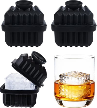 ijsblokjesvorm – 3 stuks - IJsblokjesvorm Balvorm - Grote - siliconen - ijsblokjesvorm voor whisky - IJsblokjesvormen Vierkant - Perfecte IJsballen - cocktails en andere drankjes - hoogwaardige siliconen - BPA-vrij - zwart