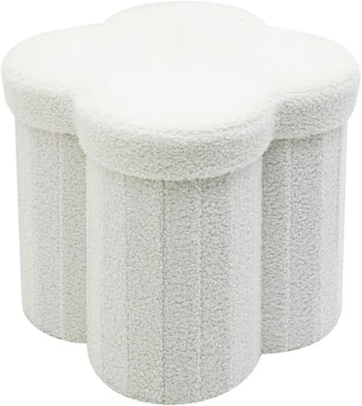 Opbergpoef Wolk - Zitpoef Kinderkamer - Speelgoed Opbergen - Opvouwbaar Ontwerp - 40 x 40 x 40 cm - Wit