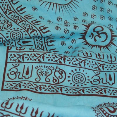 Meditatie omslagdoek met mantra Om, prabhuji gifts, XL, 220 x 106 cm, turquoise