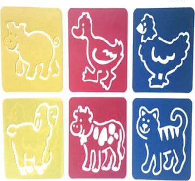 Akyol - Teken sjablonen voor uw kind – Tekenen -teken sjablonen boerderij -teken sjabloon dieren -teken stencil dieren– sinterklaas cadeau - Stencils – Varken – Eend – Kip – Schaap – Koe – Kat – 6 stuks