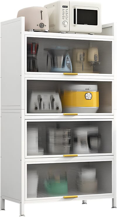 FOXSPORT Keukenkasten - Vrijstaande Keuken Opbergkast - Keukenonderkasten met opklapbare deuren - Dressoir - Kast - Keuken - Huiskamer - Wit - 60x32x144cm