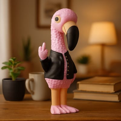 AnimalsAttitude – Middelgrote Flamingo Figurine met Middelvinger – 3D-geprint PLA Beeldje – Humoristisch Display Piece & Gift