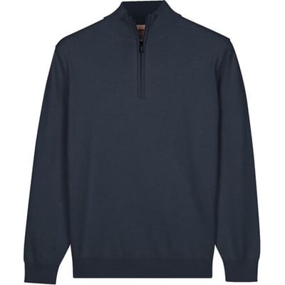 Baileys – Heren Trui – Half Zip Sweat – Basic Pullover met Rits – Dark Denim - NOS8400-675