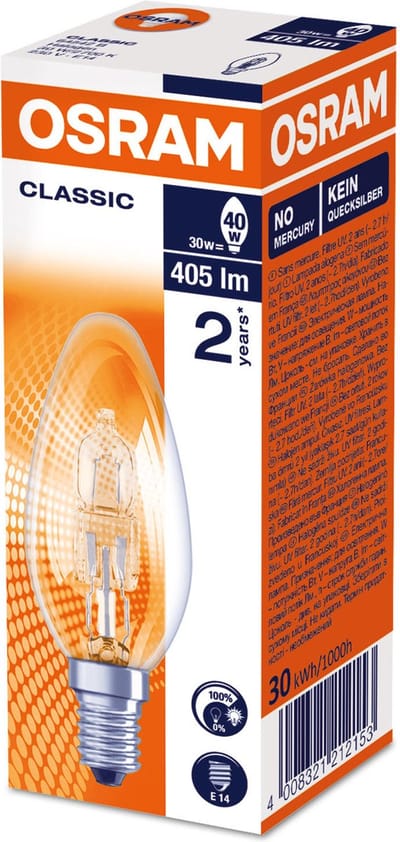 Osram halogeen Eco Pro lamp E14 30W (40W) warmwit 405lm -1 stuks