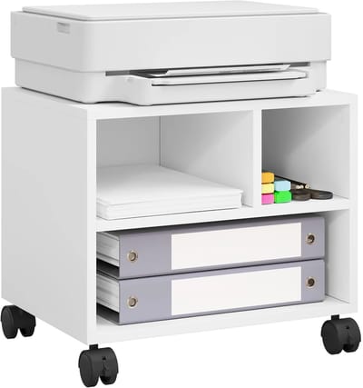 Mobiele Print Standaard - Wit - Print Tafel - Print Kastje - Organizer - Printer - Printers - Kast - Kastje - Kasten - Tafeltje - Tafel - Tafels - Opbergkast - Opbergkastje - Opberg Kasten - Kantoor - Kantoor Organizer - Organizers